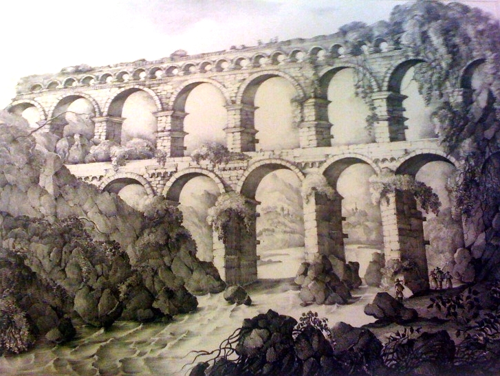 Lithograph of an architectural structure.