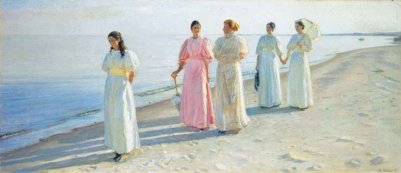 Michael Ancher, A stroll on the beach, 1896, Oil on canvas, 27 ⅛ x 63 ⅜ in.; Skagens Museum