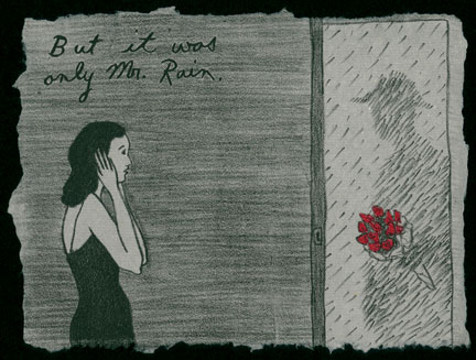 Audrey Niffenegger, But it was only Mr. Rain, print from artist's book Spring, 1993; Courtesy of the artist