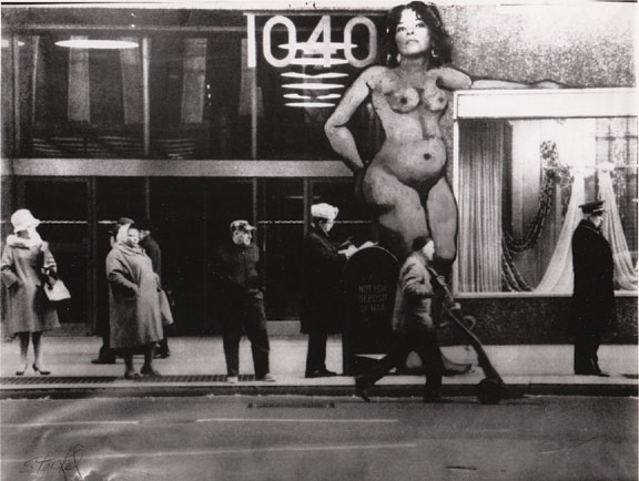Anita Steckel, Just Waiting for the Bus, Photo-montage, 1969–70; Image courtesy of the Anita Steckel Estate