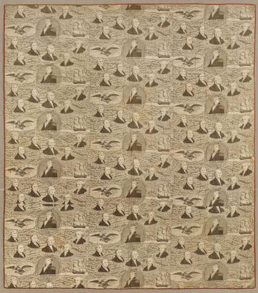 Whole-Cloth Quilt, ca. 1830s; Cotton toile, 70 x 85 in.; Brooklyn Museum, Gift of Margaret S. Bedell; 28.111; Photography by Gavin Ashworth, 2012, courtesy of the Brooklyn Museum