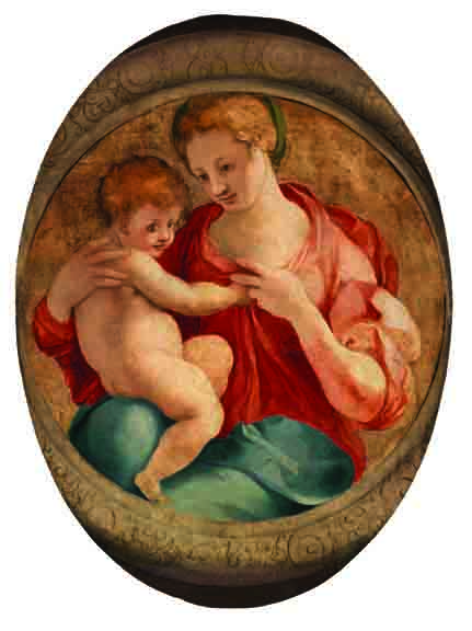 Pontormo (Jacopo Carrucci) (Pontormo, near Empoli, 1494–Florence, ca. 1556/57), Madonna and Child (Madonna col Bambino), 1527; Oil on wood panel, 41 3/4 × 31 1/2 × 2 3/8 in.; Palazzo Capponi alle Rovinate, Florence