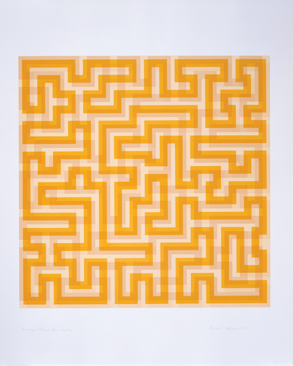Anni Albers, Orange Meander, 1970; Paper and ink, 28 x 24 in.; Museum of Arts and Design, Gift of the artist, through the American Craft Council, 1982; Photo credit Ed Watkins