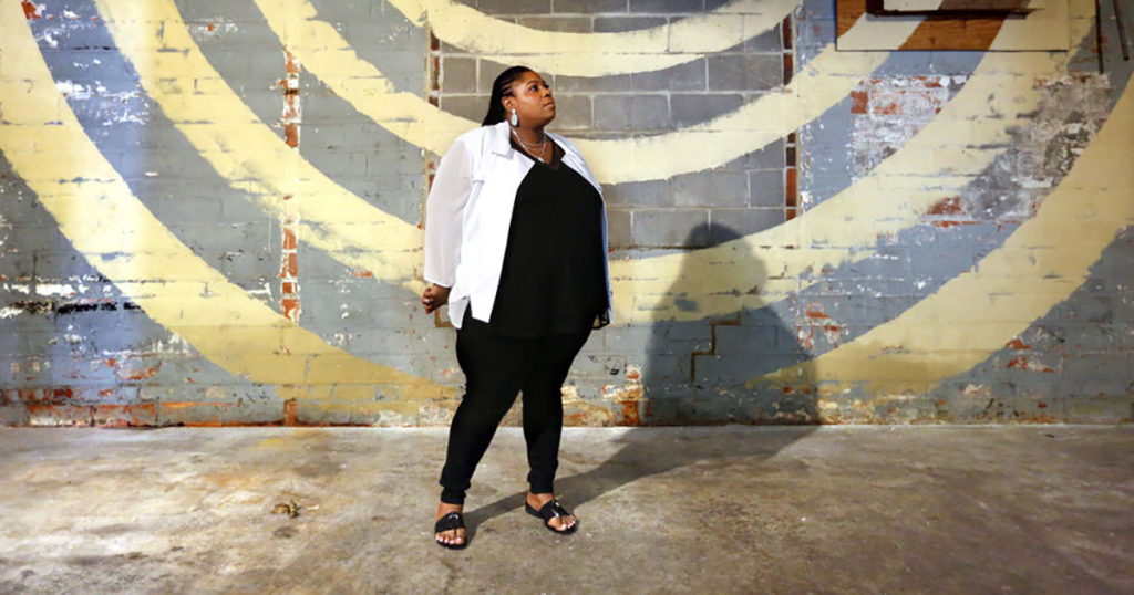 Samaria Rice stands in the future home of the Tamir Rice Afrocentric Cultural Center in Cleveland