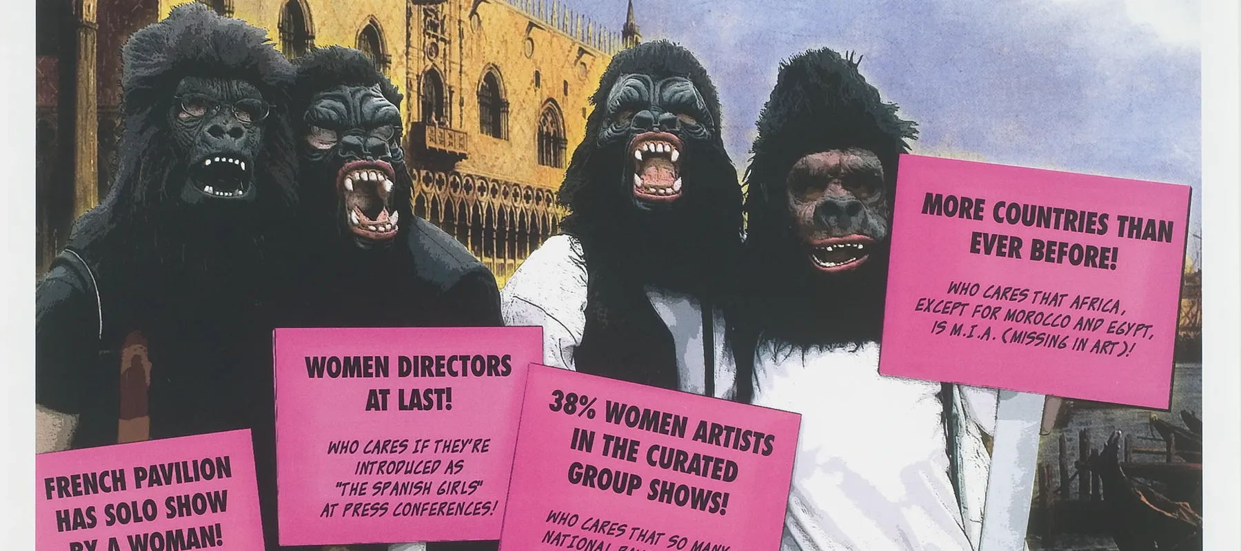 Guerrilla Girls, <i>Benvenuti alla biennale femminista!</i> (from the series "Guerrilla Girls Talk Back: Portfolio 2"), 2005; Lithographic poster, 17 x 11 in.; National Museum of Women in the Arts, Gift of Steven Scott, Baltimore, in honor of Wilhelmina Cole Holladay; © Guerrilla Girls, Courtesy www.guerrillagirls.com