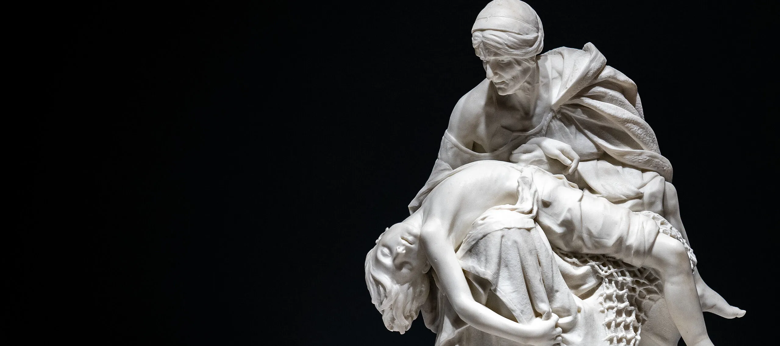 Sarah Bernhardt, <i>Après la tempête (After the Storm)</i>, ca. 1876; White marble, 29 1/2 x 24 x 23 in.; National Museum of Women in the Arts, Gift of Wallace and Wilhelmina Holladay; Photo credit: Cameron Robinson