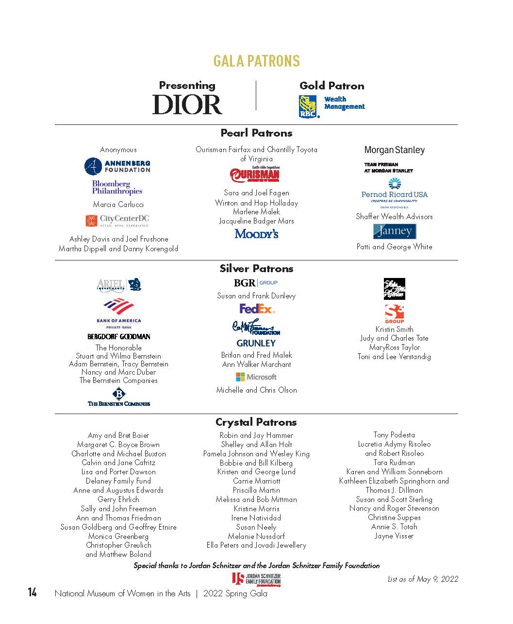 List of sponsors with logos for Spring Gala