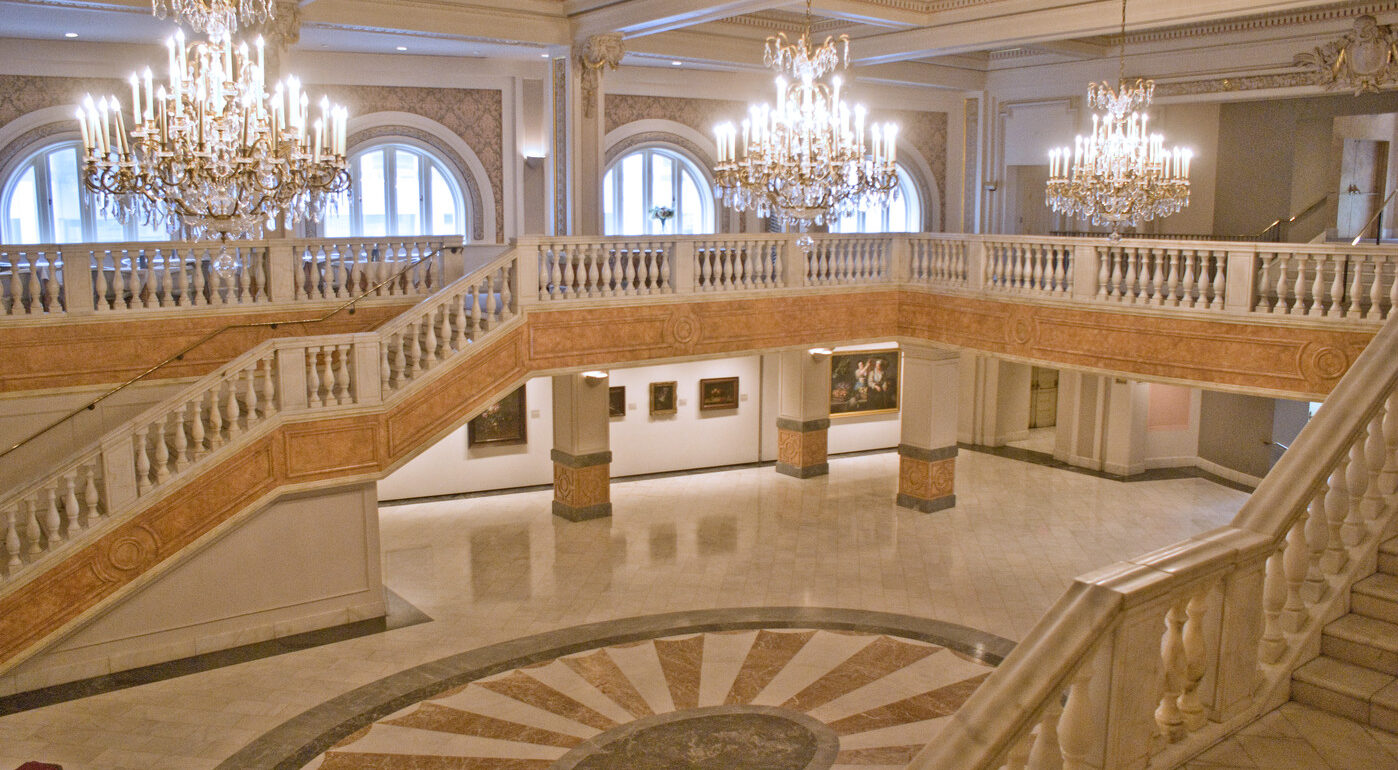 Interior view of the great hall at the museum.
