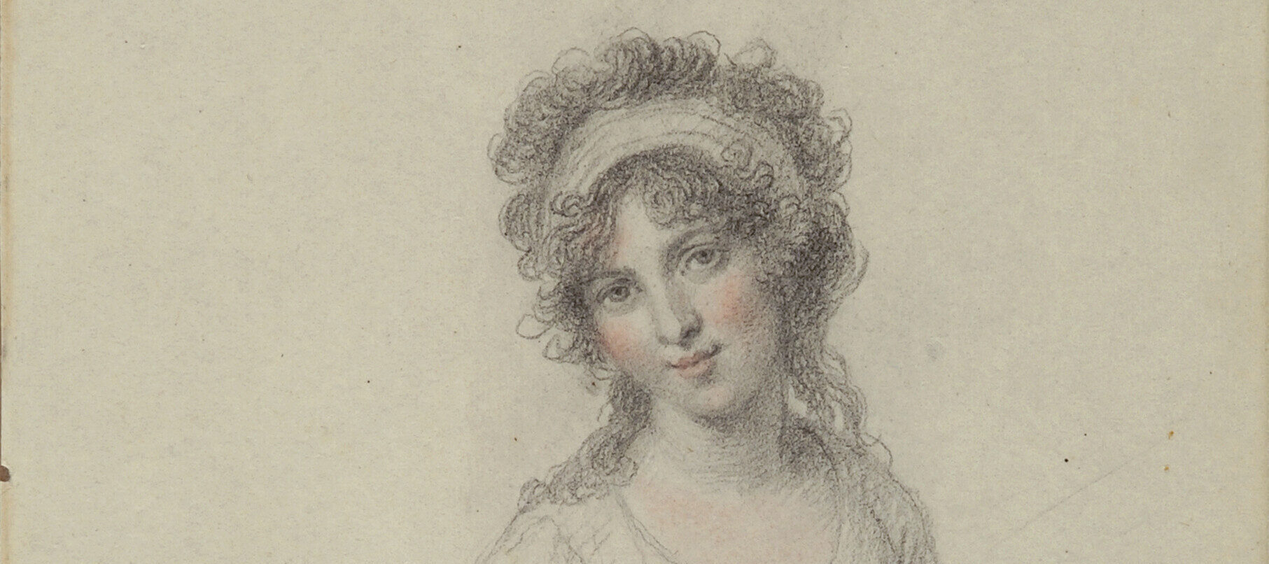 Elisabeth Louise Vigée-LeBrun, <em>Madame Osten</em> (page 16 from sketchbook, "Sejour en Russie, 1795-1801"), detail, 1795-1801; Graphite and chalk on paper, 7 x 4 3/8 in.; National Museum of Women in the Arts, Gift of Wallace and Wilhelmina Holladay
