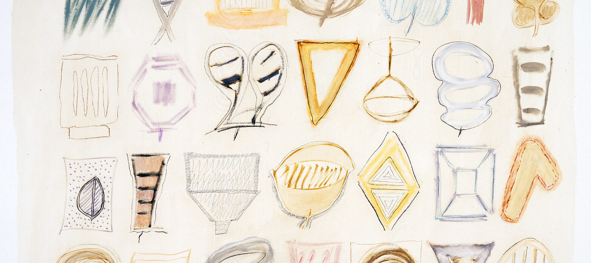 Ida Rittenberg Kohlmeyer, <em>Symbols</em>, 1981; Oil, graphite and pastel on canvas, 69 1/2 x 69 in.; National Museum of Women in the Arts, Gift of Wallace and Wilhelmina Holladay