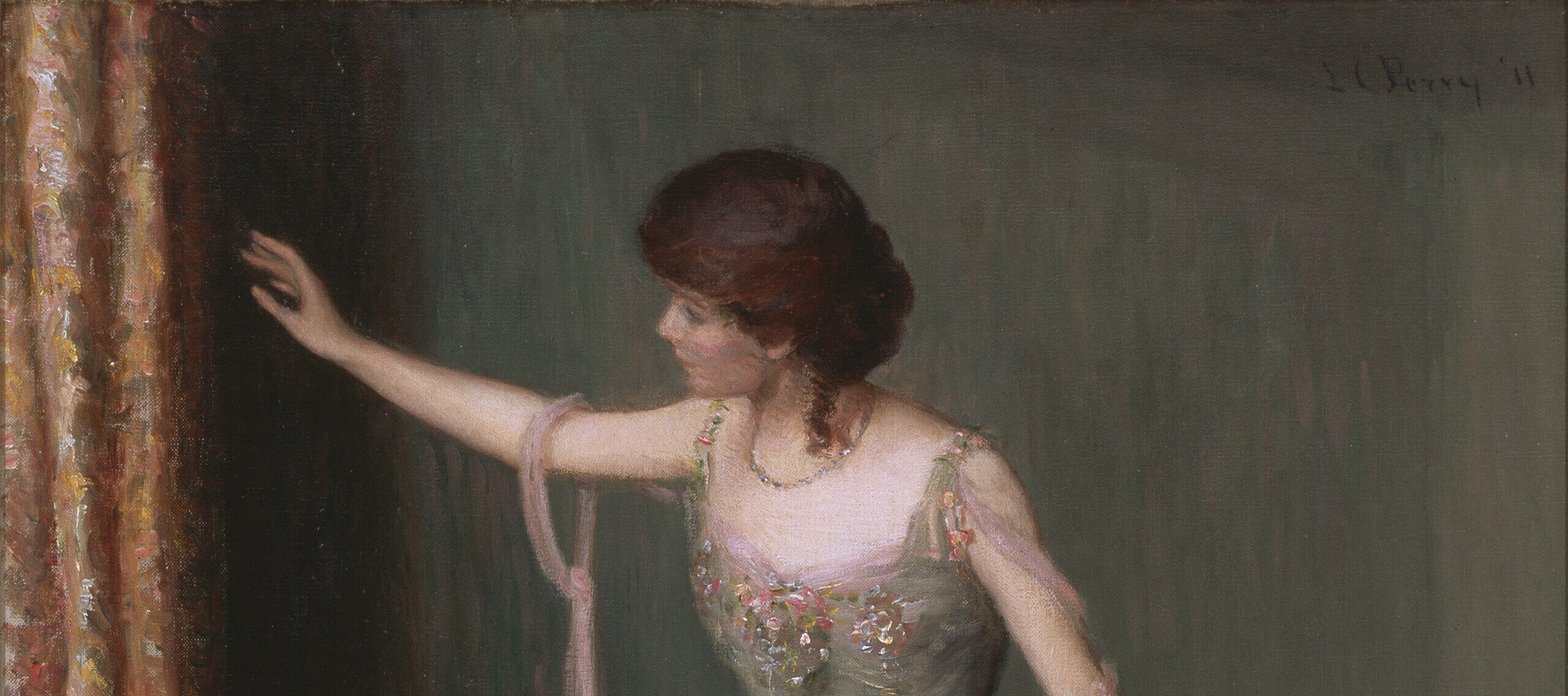 Lilla Cabot Perry, <em>Lady in an Evening Dress (Renée)</em>, 1911; Oil on canvas, 36 x 24 in.; National Museum of Women in the Arts, Gift of Wallace and Wilhelmina Holladay