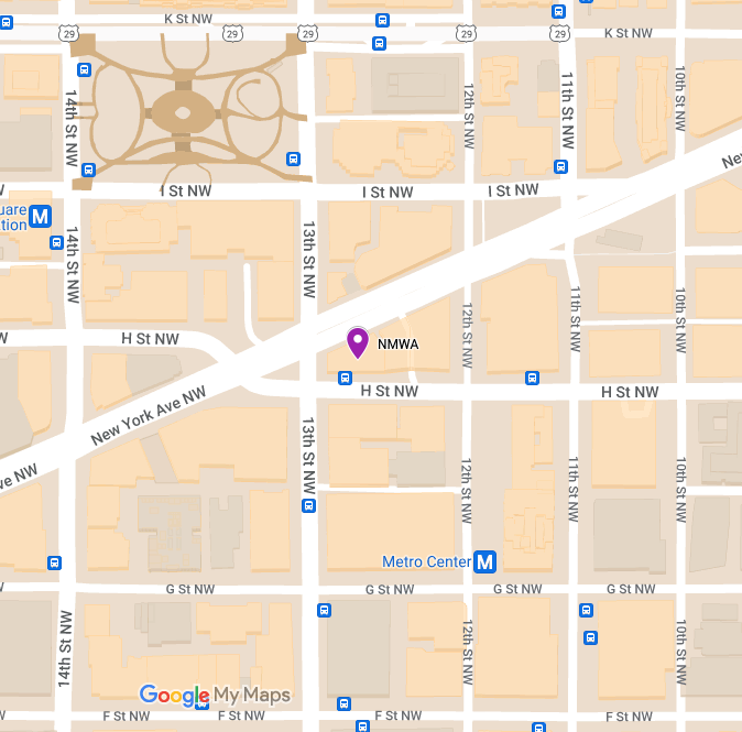 Link to google maps. Map of the streets surrounding the museum in Washington D.C. A purple icon indicates the location of the museum.