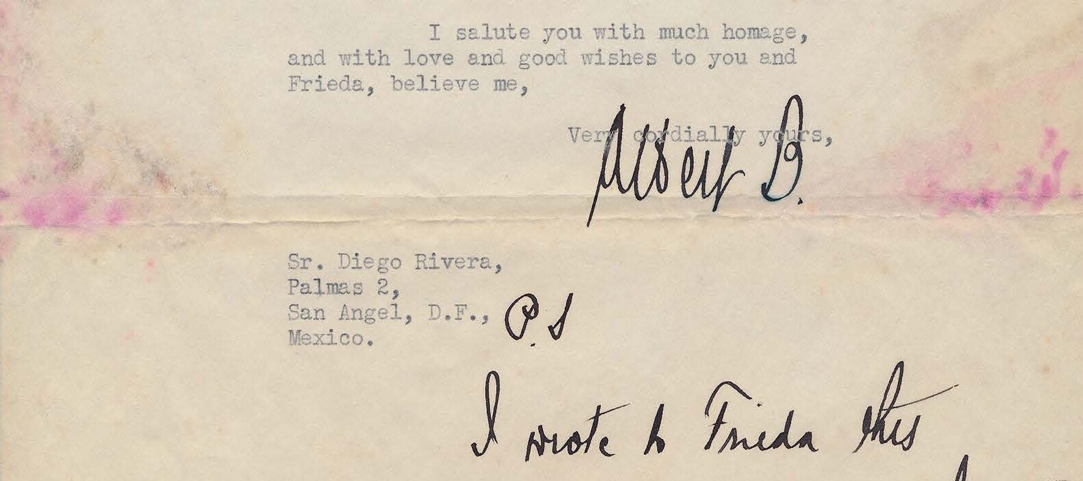 Typewritten letter on yellowed paper with handwritten notes.