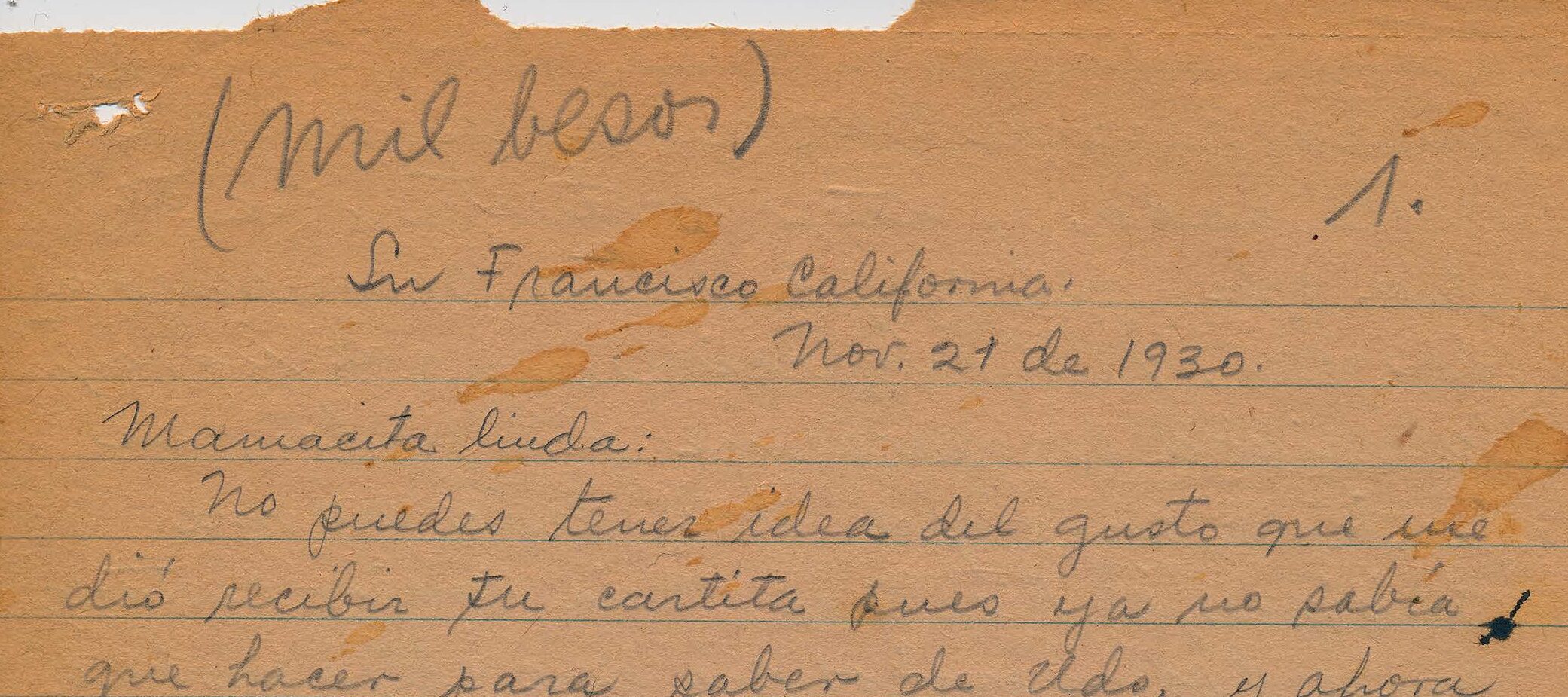 Handwritten letter on lined yellowed paper.