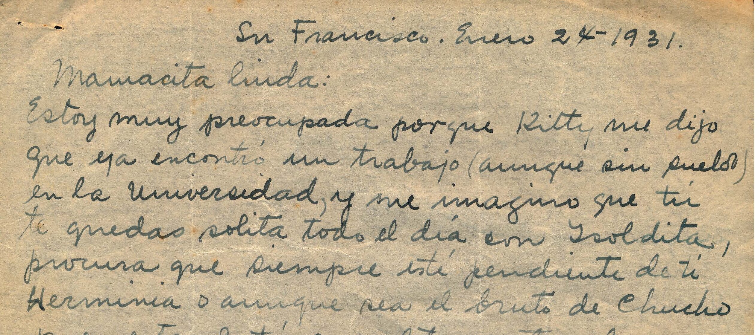 Handwritten letter on yellowed paper with brown stains.