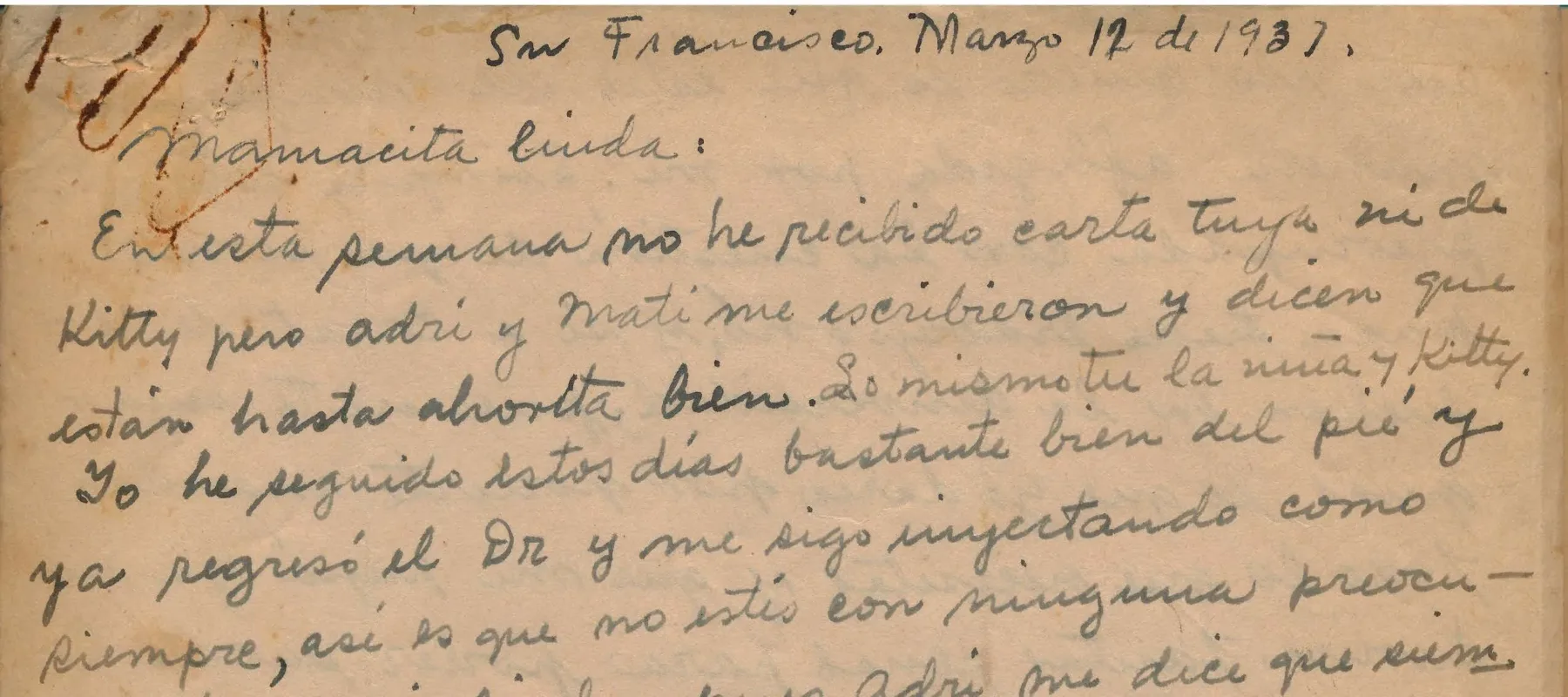 Handwritten letter on yellowed paper.
