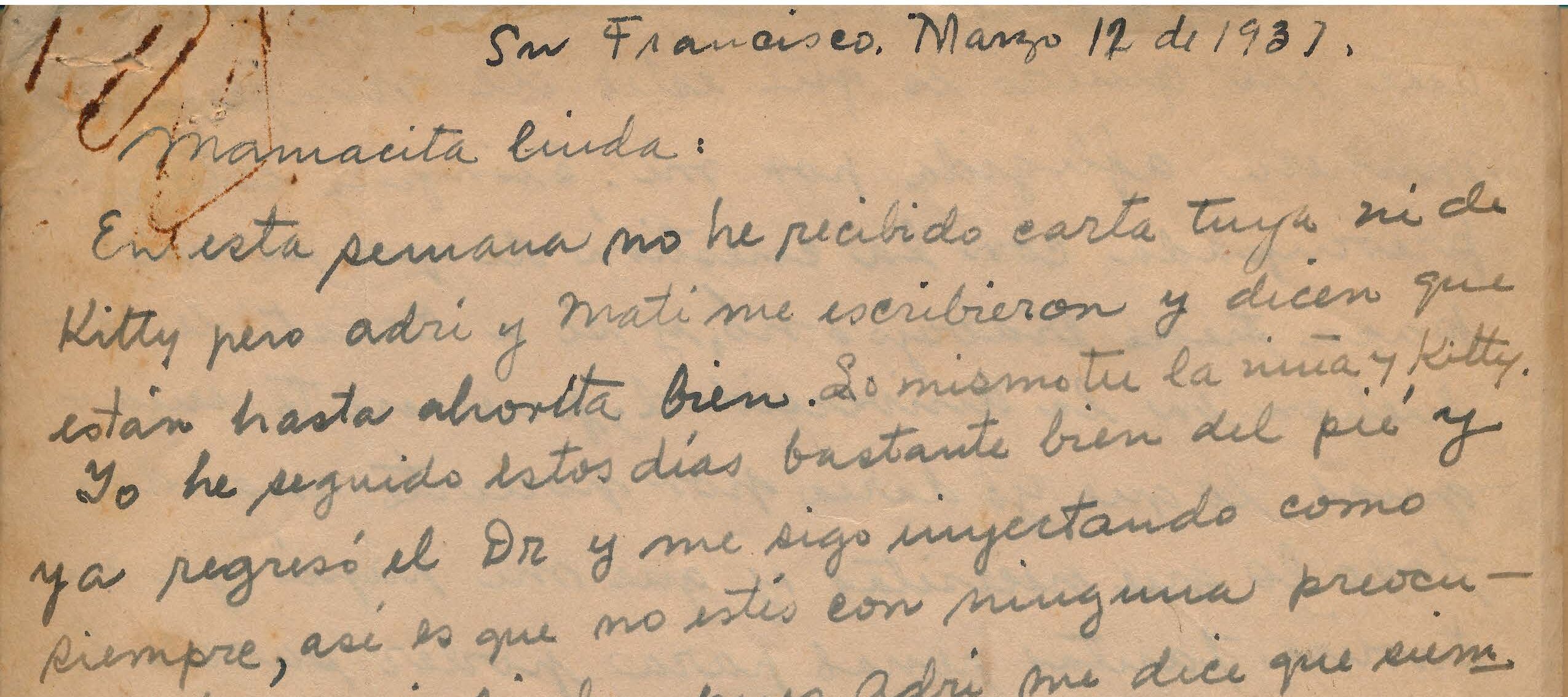 Handwritten letter on yellowed paper.