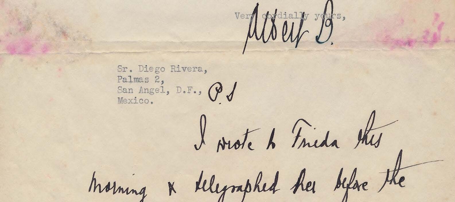 Typewritten letter on yellowed paper with handwritten notes.