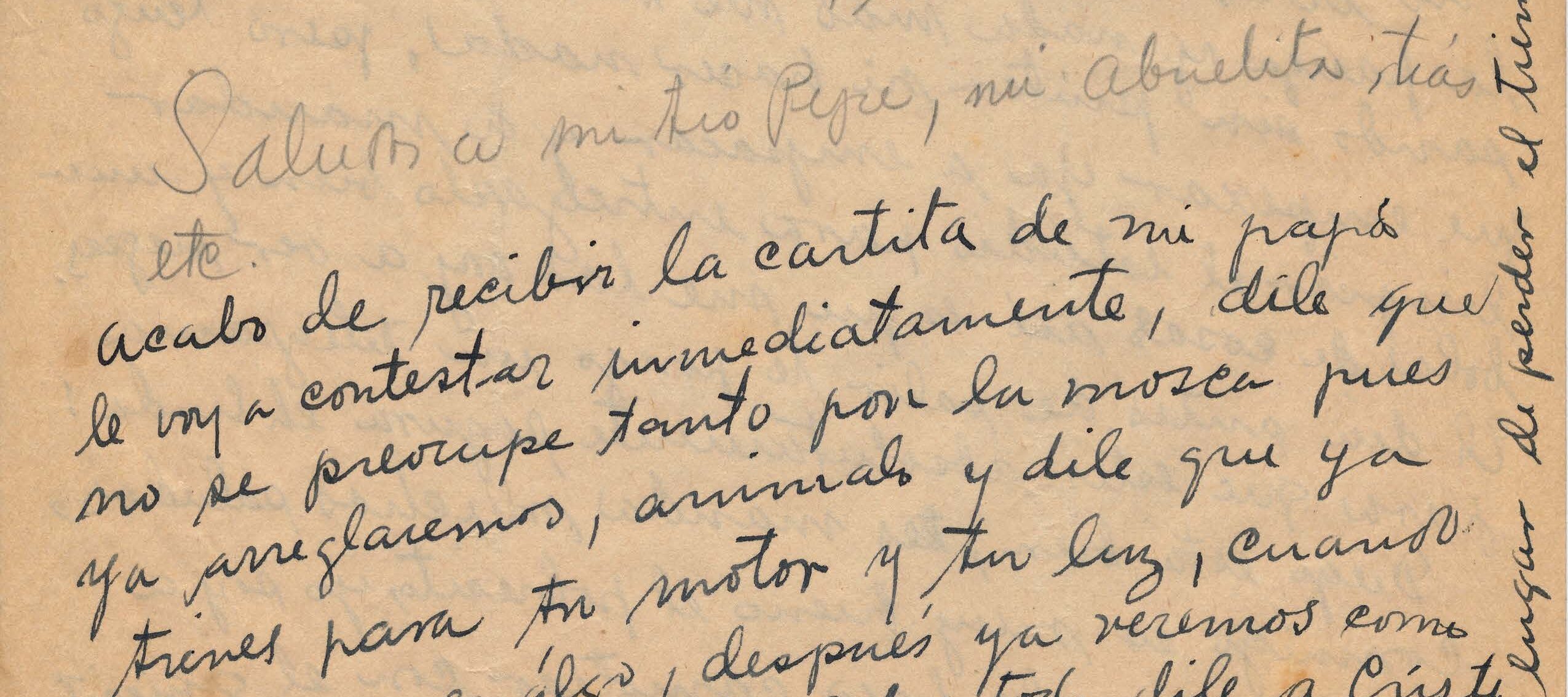 Handwritten letter on yellowed paper. Note in different kind of ink at the bottom of the page.