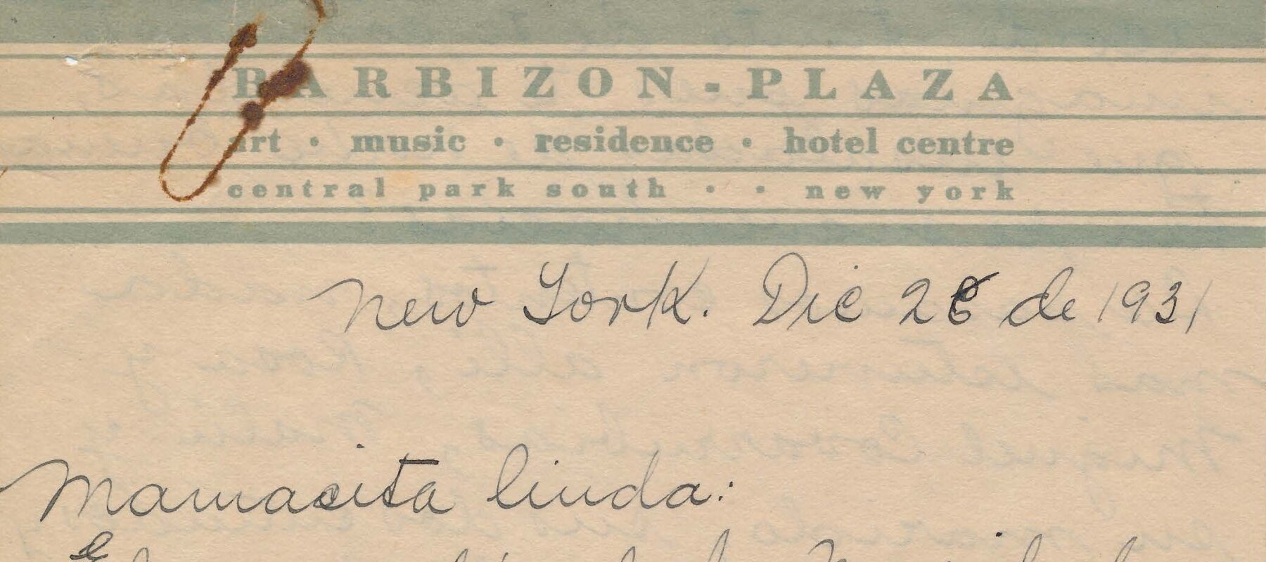 Handwritten letter on yellowed stationery paper.