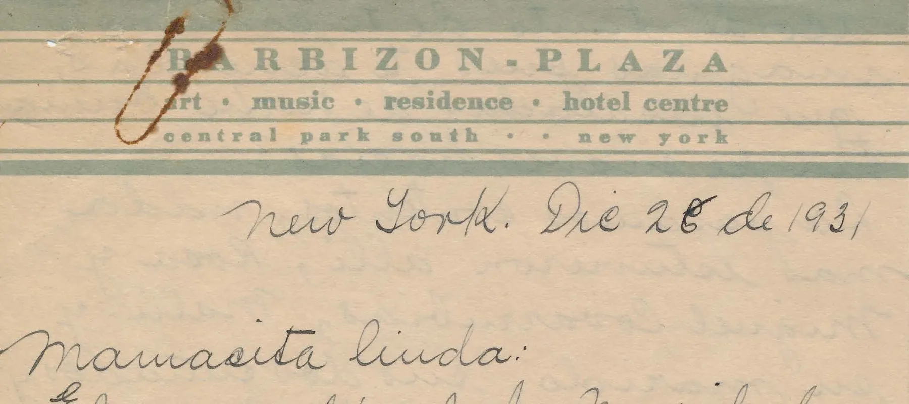 Handwritten letter on yellowed stationery paper.