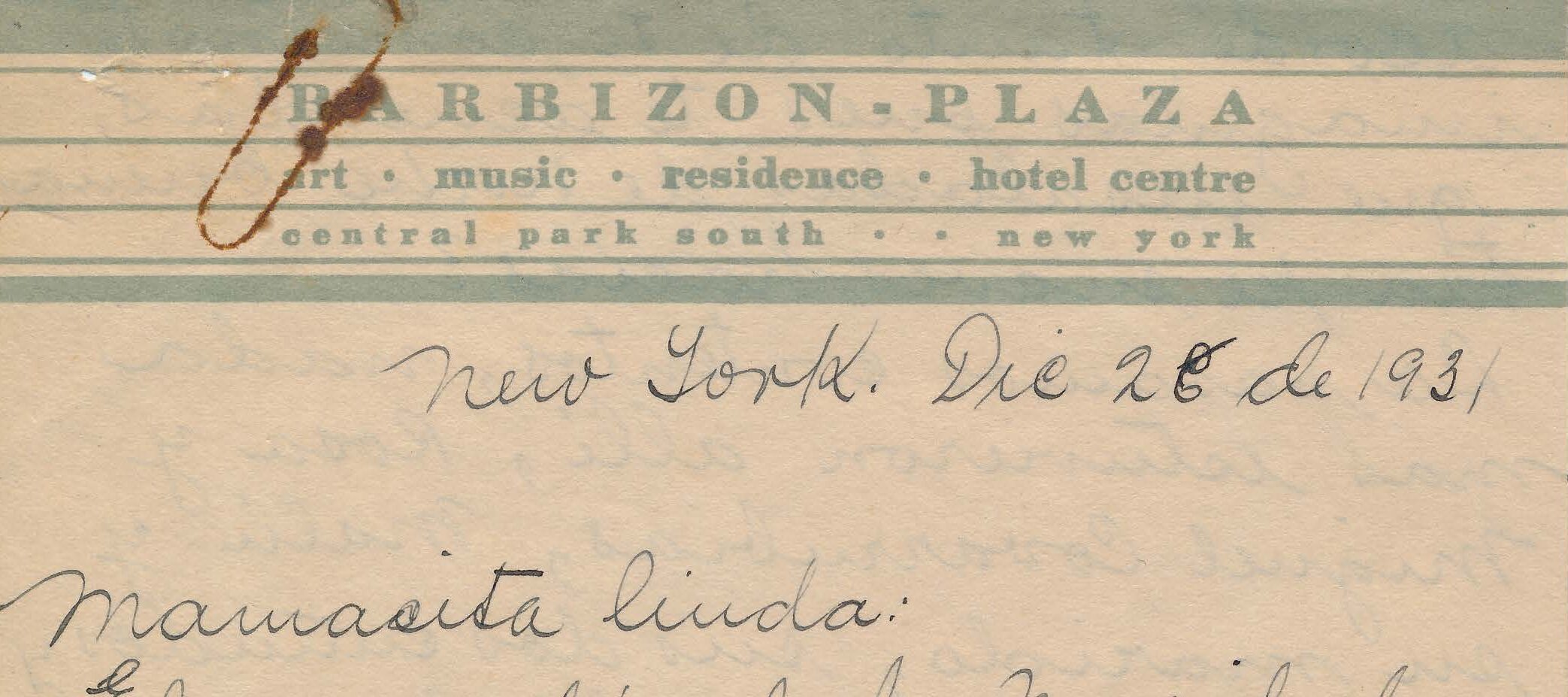 Handwritten letter on yellowed stationery paper.