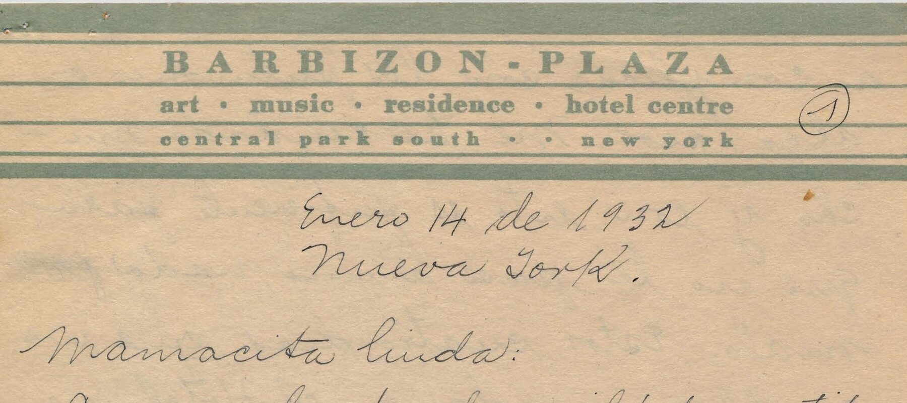 Handwritten letter on yellowed stationery paper.