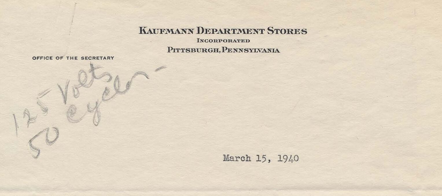 Typewritten letter on white paper with a handwritten note in pencil at the top, ink correction in the note, and inked signature.