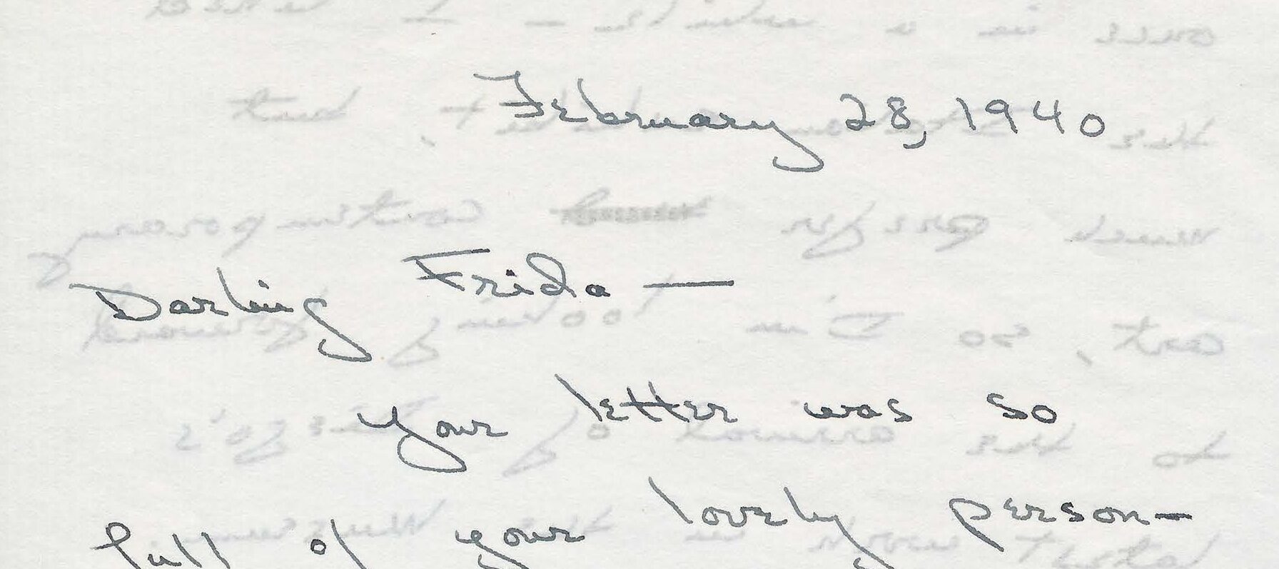 Handwritten letter on white paper with a blue border.