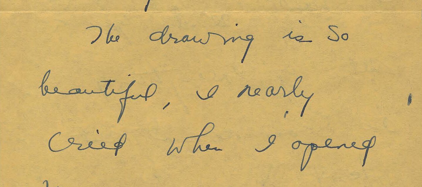 Handwritten letter on brown stationery paper.