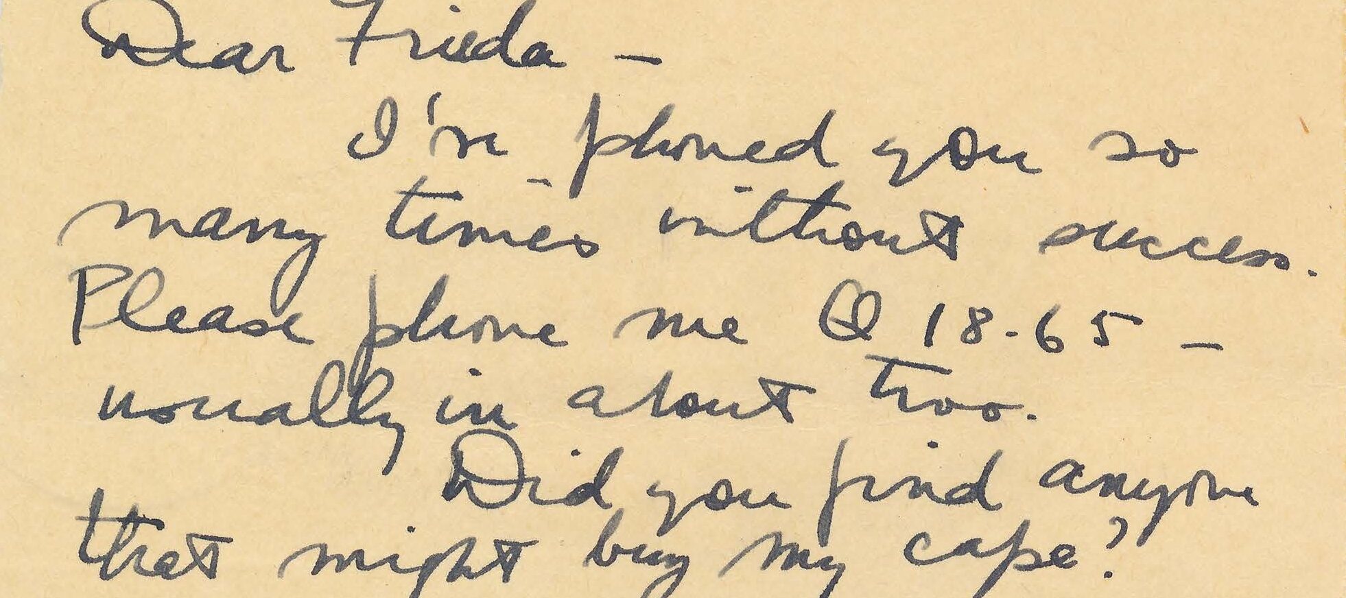 Handwritten letter on yellowed paper.