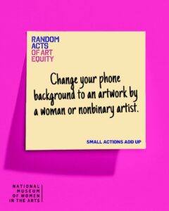 A yellow square note with black text on a vibrant pink background.